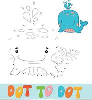 Dot to dot puzzle. Connect dots game. whale vector illustration