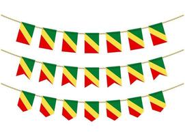 Congo flag on the ropes on white background. Set of Patriotic bunting flags. Bunting decoration of Congo flag vector