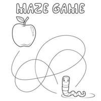 Maze puzzle game for children. Outline maze or labyrinth. Find path game with worm. vector