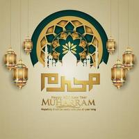 Muharram calligraphy Islamic and happy new hijri year greeting card template