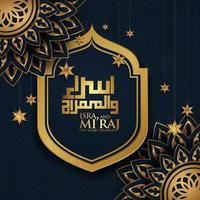 Al-Isra wal Mi'raj. Translate Night journey of Prophet Muhammad  Vector Illustration For greeting card Templates