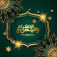 Al-Isra wal Mi'raj. Translate Night journey of Prophet Muhammad  Vector Illustration For greeting card Templates