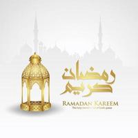 Design greeting card ramadan moment  with Luxurious arabic calligraphy,  crescent moon, traditional lantern and mosque pattern texture islamic background template. vector