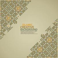 Islamic greeting card banner background with ornamental colorful detail of floral mosaic islamic art ornament vector