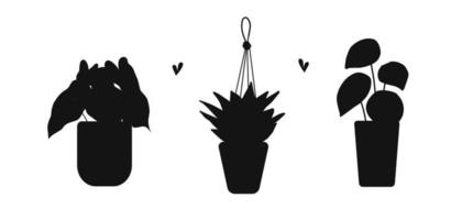 Flat silhouette of potted houseplant vector