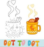 Dot to dot Christmas puzzle. Connect dots game. Cup vector illustration