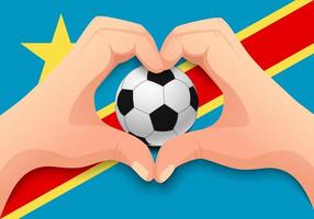 Democratic Republic of the Congo soccer ball and hand heart shape