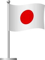 Japan flag on pole icon vector