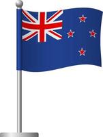 New Zealand flag on pole icon vector