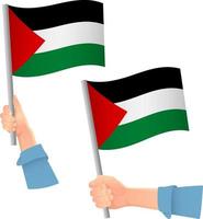 bandera palestina en el icono de la mano vector