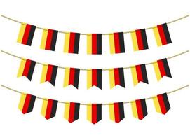 Germany flag on the ropes on white background. Set of Patriotic bunting flags. Bunting decoration of Germany flag vector