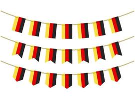 bandera de alemania en las cuerdas sobre fondo blanco. conjunto de banderas patrióticas del empavesado. decoración del empavesado de la bandera de alemania vector