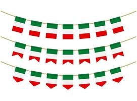 Italy flag on the ropes on white background. Set of Patriotic bunting flags. Bunting decoration of Italy flag vector
