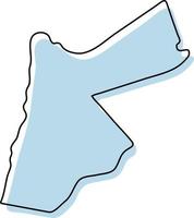 Stylized simple outline map of Jordan icon. Blue sketch map of Jordan vector illustration