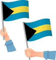 bandera de bahamas en el icono de la mano vector