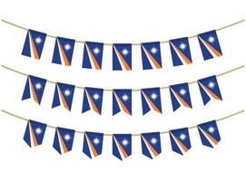 Marshall Islands flag on the ropes on white background. Set of Patriotic bunting flags. Bunting decoration of Marshall Islands flag vector