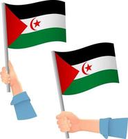 Sahrawi Arab Democratic Republic flag in hand icon vector