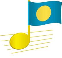 Palau flag and musical note vector