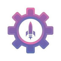 rocket gear logo gradient design template icon element vector