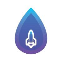 elemento de icono de plantilla de diseño de degradado de logotipo de agua de cohete vector