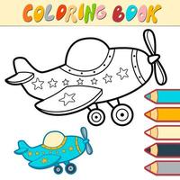 Coloring book or page for kids. plane black and white vector