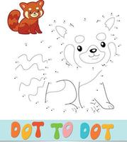 Dot to dot puzzle. Connect dots game. Red panda vector illustration