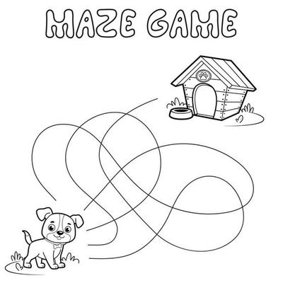Dog maze puzzle game template 1214779 Vector Art at Vecteezy