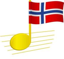 Norway flag and musical note vector