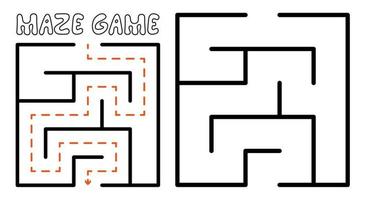 Maze game for kids. Simple Maze puzzle with solution vector