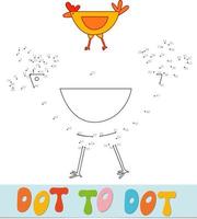 Dot to dot puzzle for children. Connect dots game. Chicken vector illustration