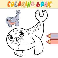 Coloring book or page for kids. Seal black and white vector