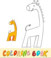 Coloring book or page for kids. Giraffe black and white vector illustration