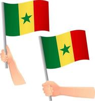 Senegal flag in hand icon vector