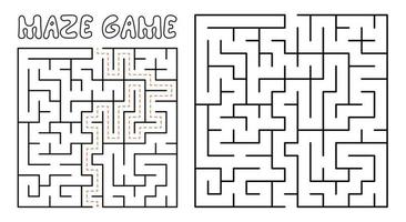 Maze game for kids. Complex Maze puzzle with solution vector