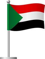 sudan flag on pole icon vector