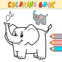Coloring book or page for kids. elephant black and white vector