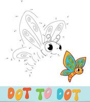 Dot to dot puzzle. Connect dots game. butterfly vector illustration