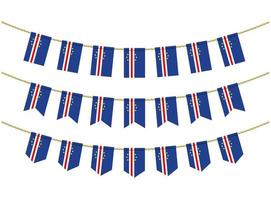 Cape Verde flag on the ropes on white background. Set of Patriotic bunting flags. Bunting decoration of Cape Verde flag vector