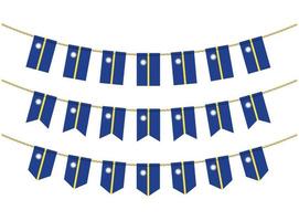 Nauru flag on the ropes on white background. Set of Patriotic bunting flags. Bunting decoration of Nauru flag vector