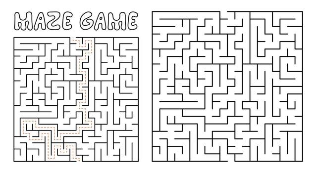 Maze game for kids. Complex Maze puzzle with solution vector