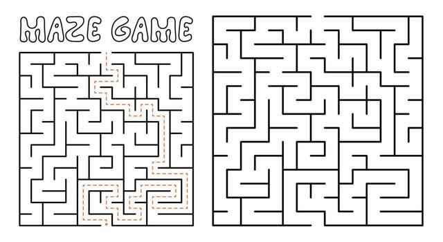 Maze game for kids. Complex Maze puzzle with solution vector