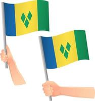 Saint Vincent and the Grenadines flag in hand icon vector