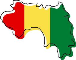 Stylized outline map of Guinea with national flag icon. Flag color map of Guinea vector illustration.