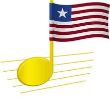 bandera de liberia y nota musical vector