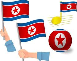 conjunto de iconos de bandera de corea del norte vector