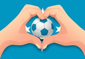 balón de fútbol de micronesia y forma de corazón de mano vector