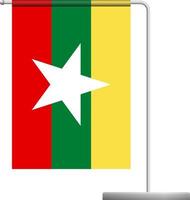 Burma flag on pole icon vector