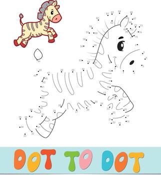 Dot to dot puzzle. Connect dots game. Zebra vector illustration