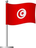 bandera de túnez en el icono del poste vector