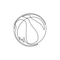 Single one line drawing basketball ball icon. Athletic equipment decoration. Textured ball for sport design. Team game tournament, competition poster. Continuous line draw graphic vector illustration